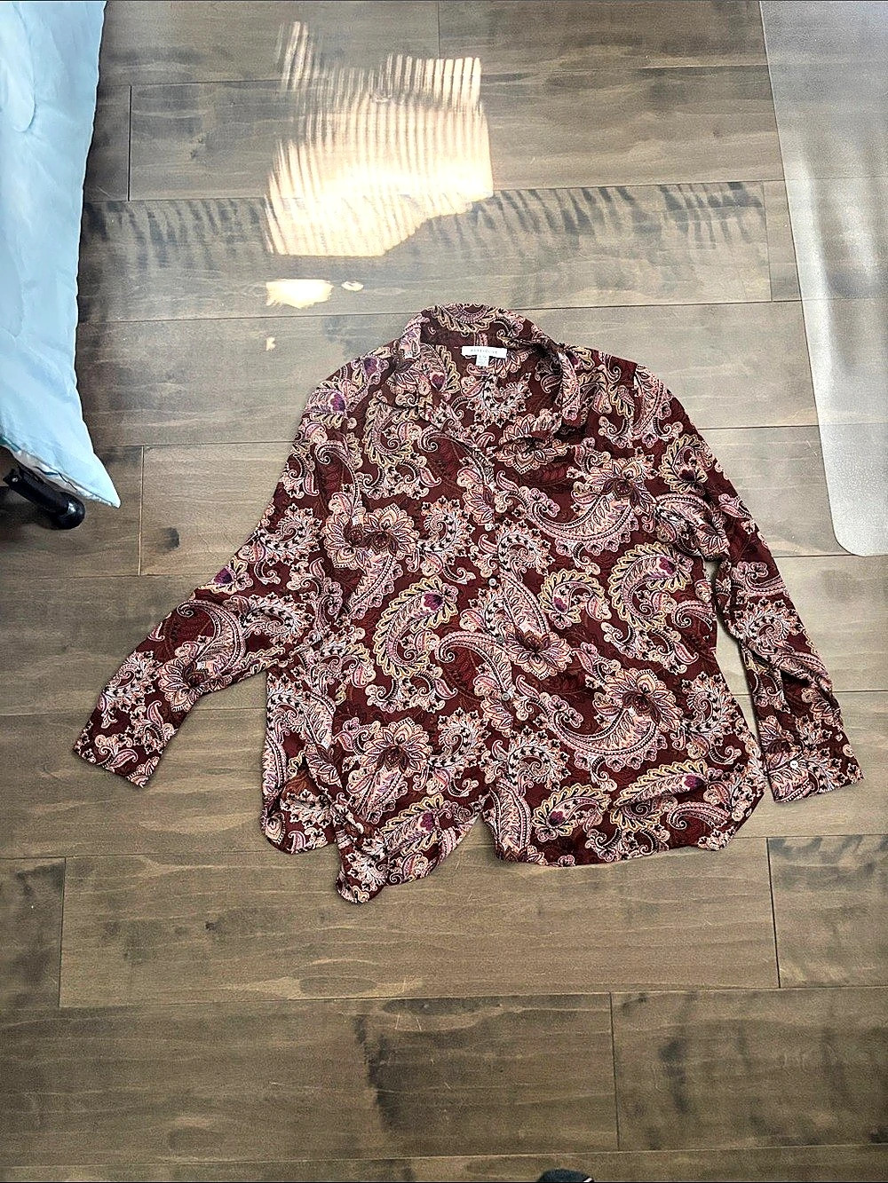 ROSE + OLIVE Paisley Button Down Brown & Purple Size XL Like New